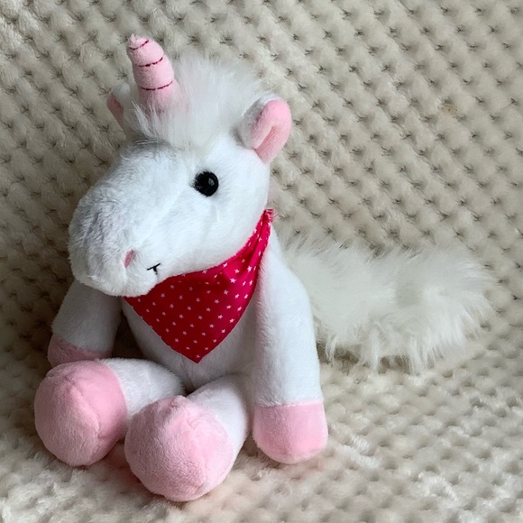Kinder Surprise Plush Unicorn Pink White Dark Pink Bandanna Stuffed Animal Toy - Picture 4 of 12